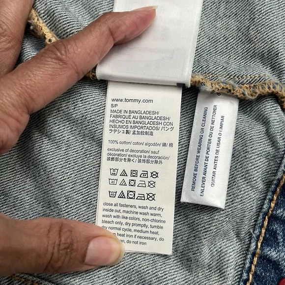 TOMMY HILFIGER Vintage Womens Small 90s Y2K Denim Jean Trucker Jacket Western - Picture 9 of 12